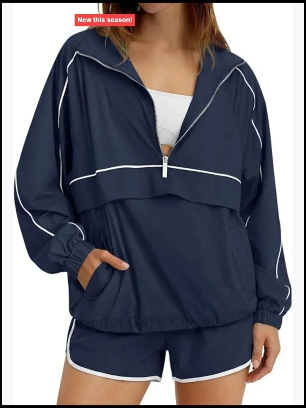 UPF 50+ Quarter Zip Pullover & Short Set 2 Piece Athleisure